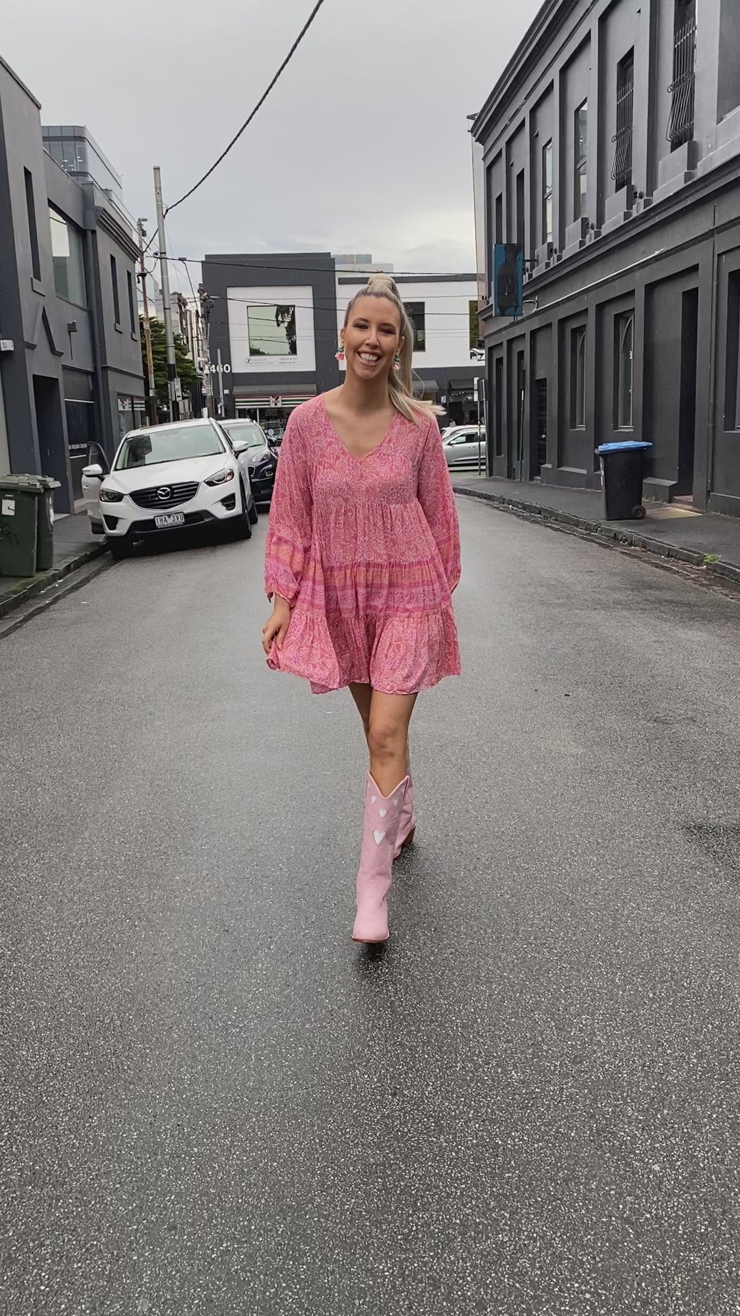 Pearl dress - Pink paisley Print