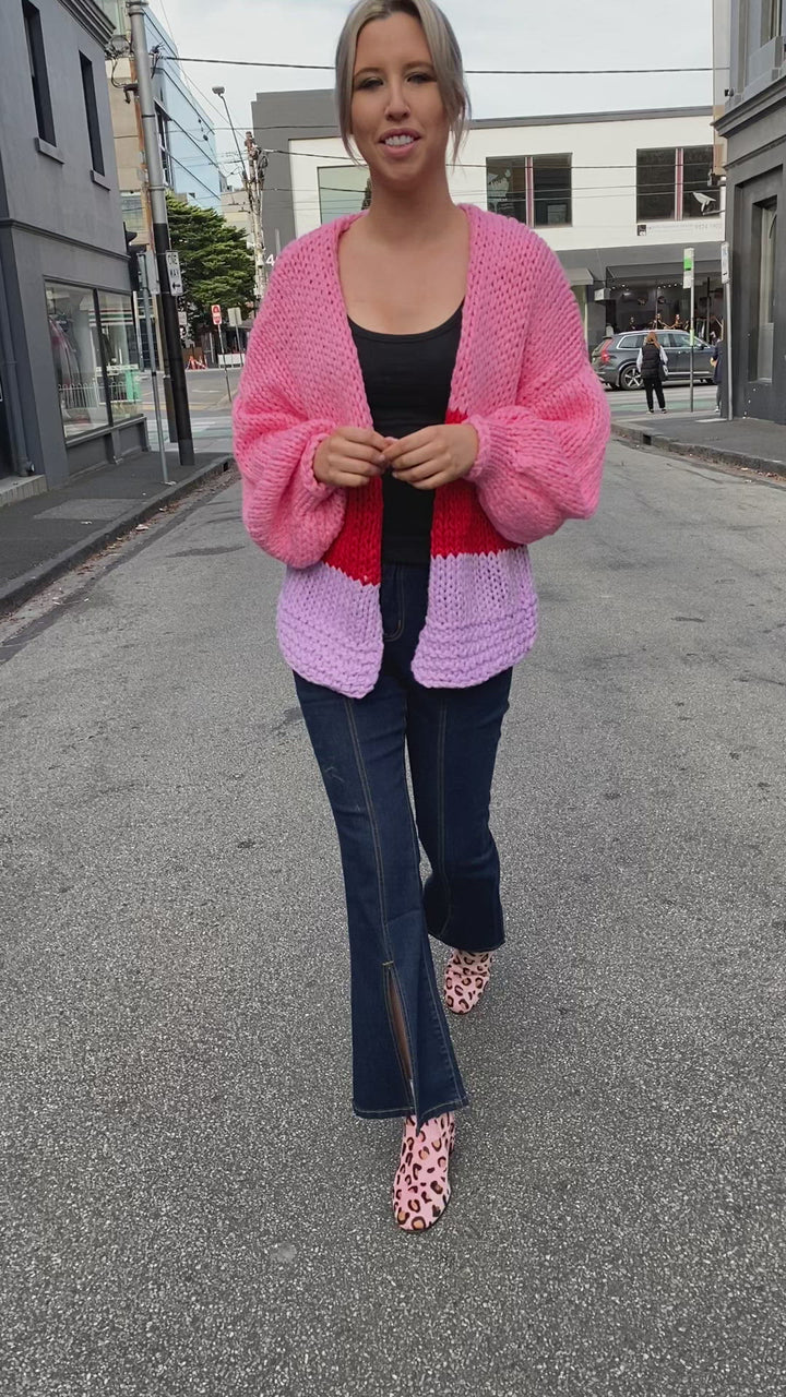 Delight Cardigan - Pink, Red and Purple