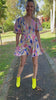 Load and play video in Gallery viewer, Taylor short dress - Pink and cobalt print
