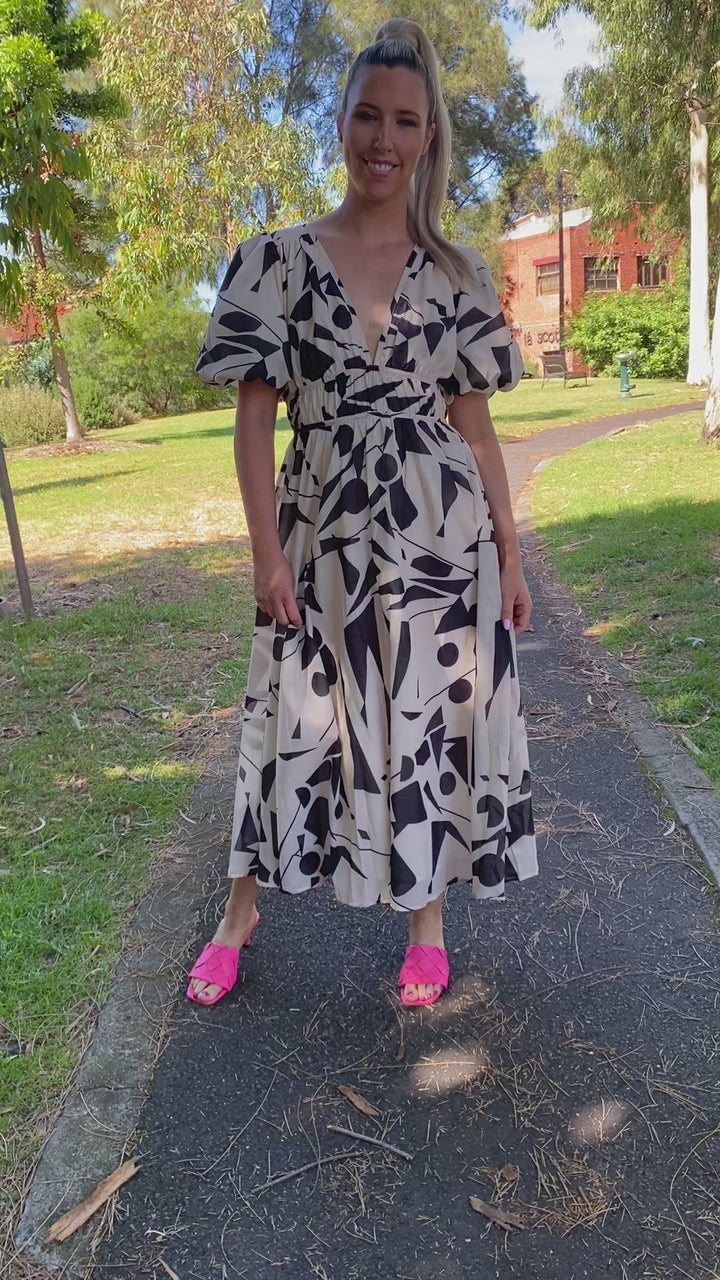 Taylor dress - Cream and Black Print