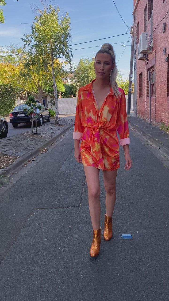 Helena Dress - Pink and Orange floral