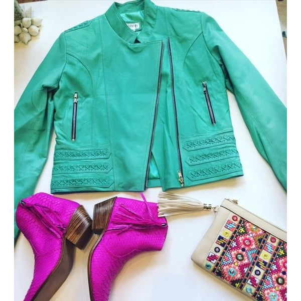 Jfahri Horizon Leather Jacket - Mint Green-Clothing-jfahristore