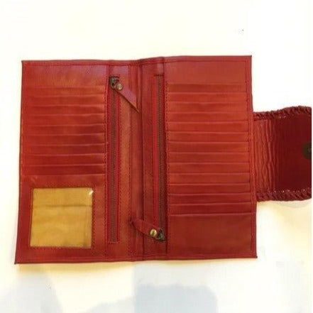 Jfahri large cowhide leather wallet - Red-Accessories-jfahristore