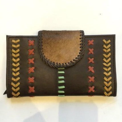 Jfahri large cowhide leather wallet - Brown with Mint Detail-Accessories-jfahristore