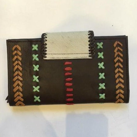 Jfahri large cowhide leather wallet - Brown with Red Detail-Accessories-jfahristore