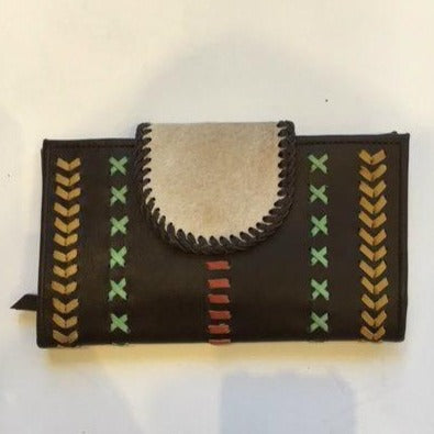 Jfahri large cowhide leather wallet - Brown with Orange Detail-Accessories-jfahristore