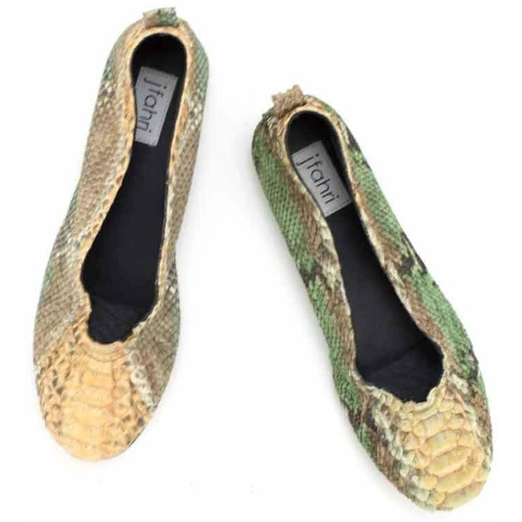 Jfahri Ballet Flats - Green/Brown/Cream-Shoes-jfahristore