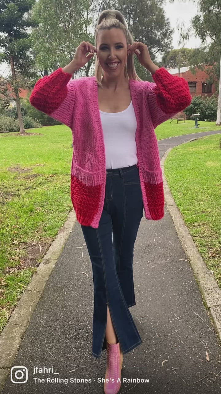 Fantasy Cardigan - Pink and Red