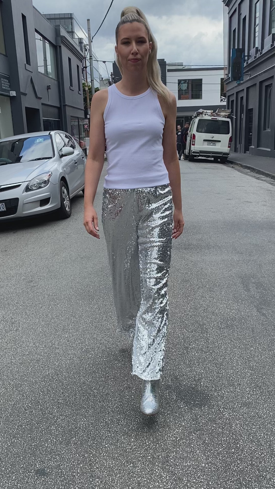 Alyssa Sequin Pants - Silver
