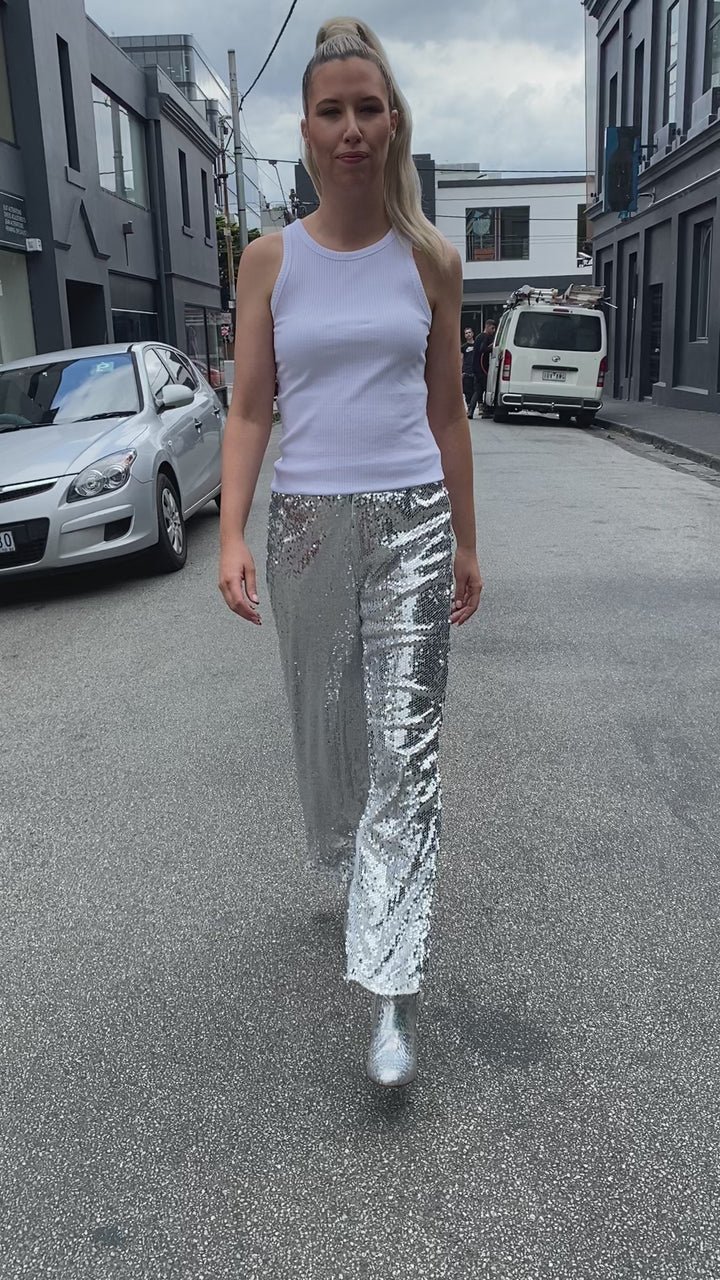 Alyssa Sequin Pants - Silver