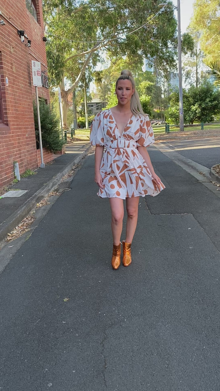 Taylor short dress - White and tan