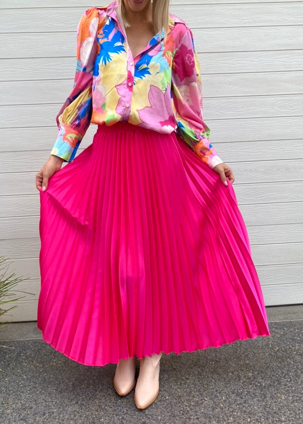 Pene pleat skirt - Neon pink