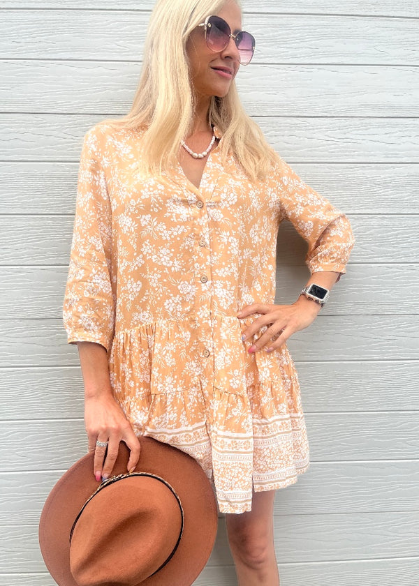 Macy dress - Neutral and White boho print