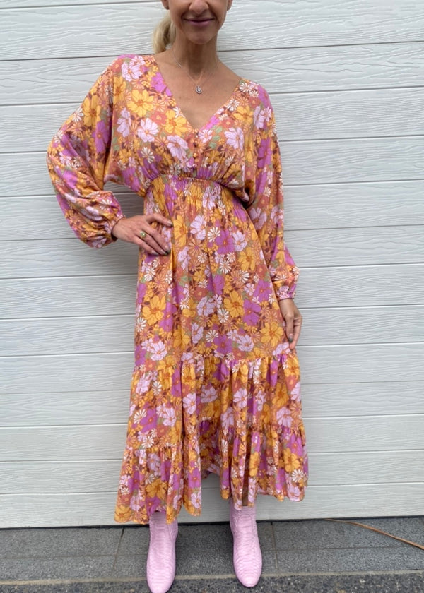 Lucy dress - Lilac and Mustard floral