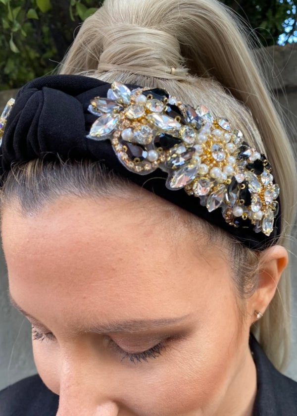 Alva knotted  headband - Black