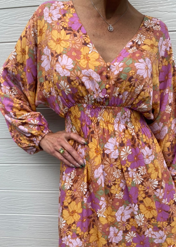 Lucy dress - Lilac and Mustard floral