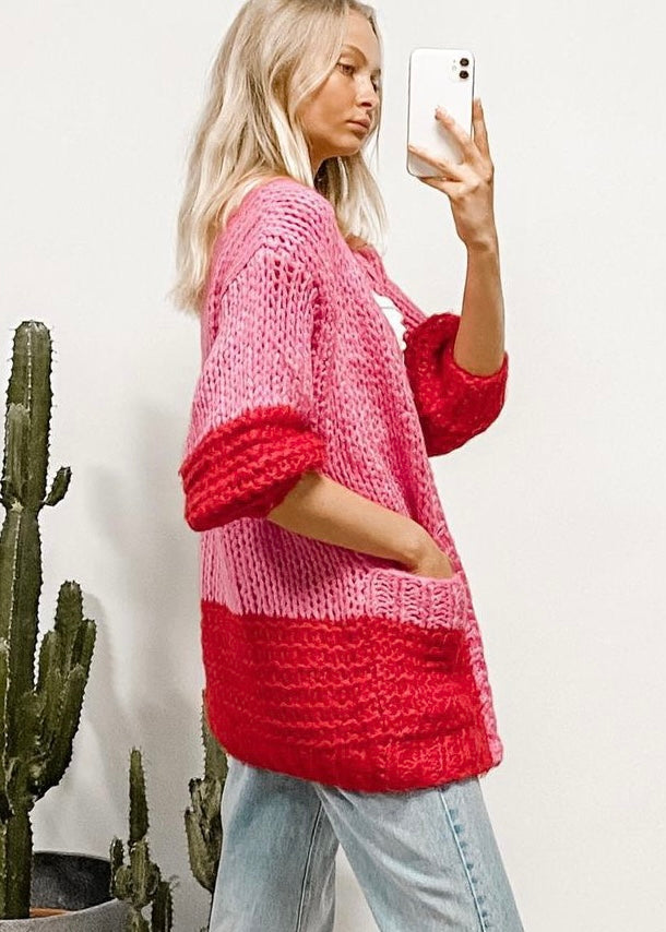 Fantasy Cardigan - Pink and Red