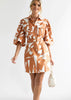 Remy dress - Tan and white print