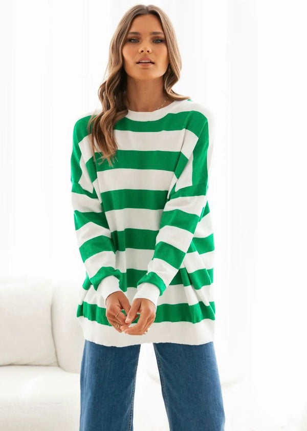 Weekend Sweater - Green and white