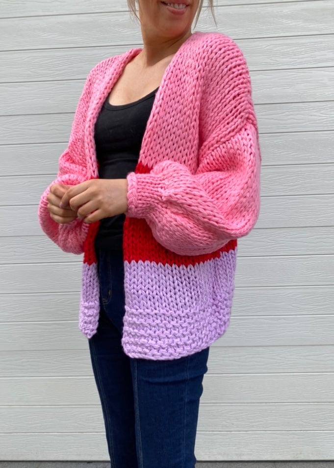 Delight Cardigan - Pink, Red and Purple