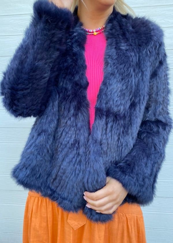 Ada fur jacket - Navy blue