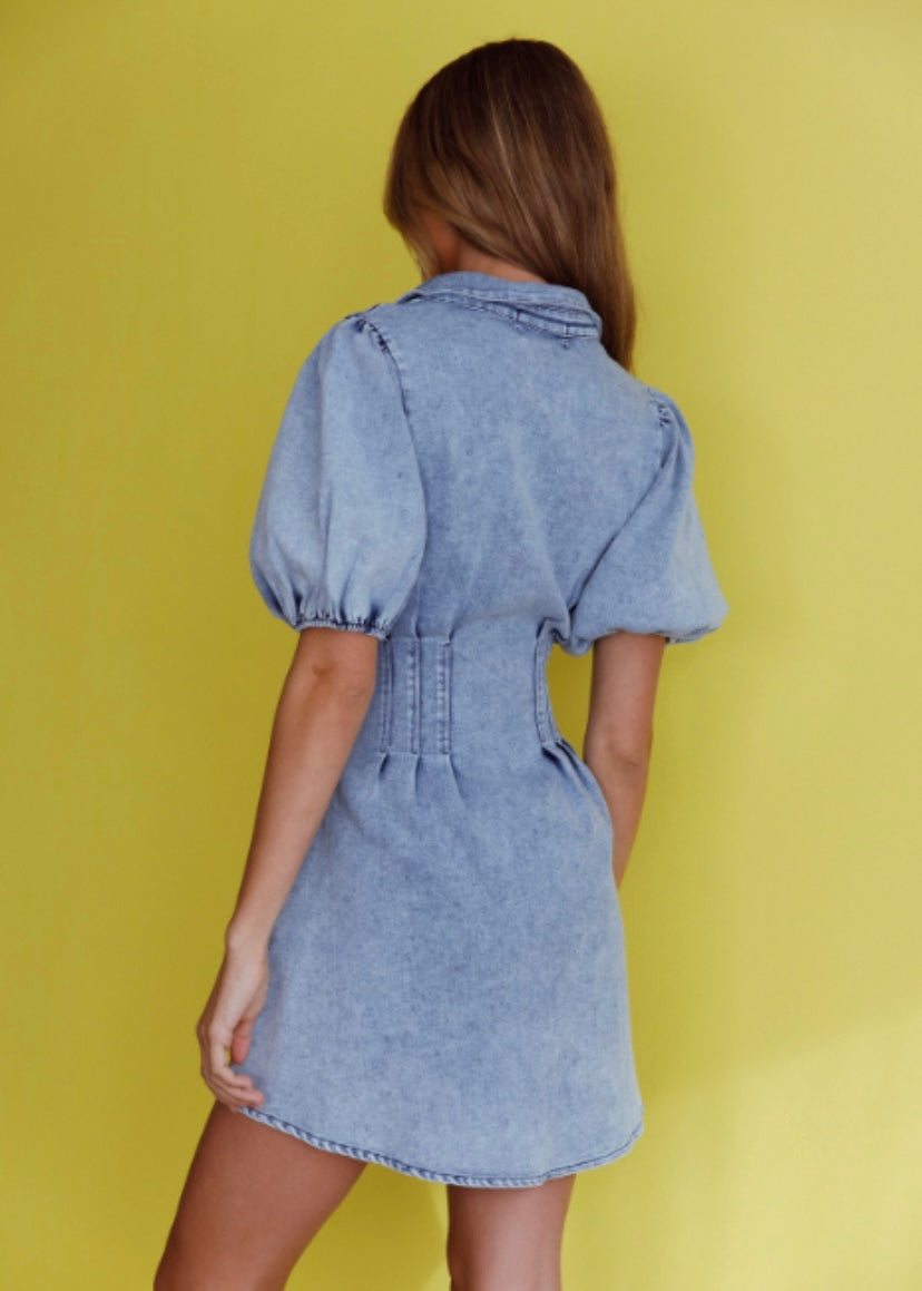 Luella short dress - Blue denim