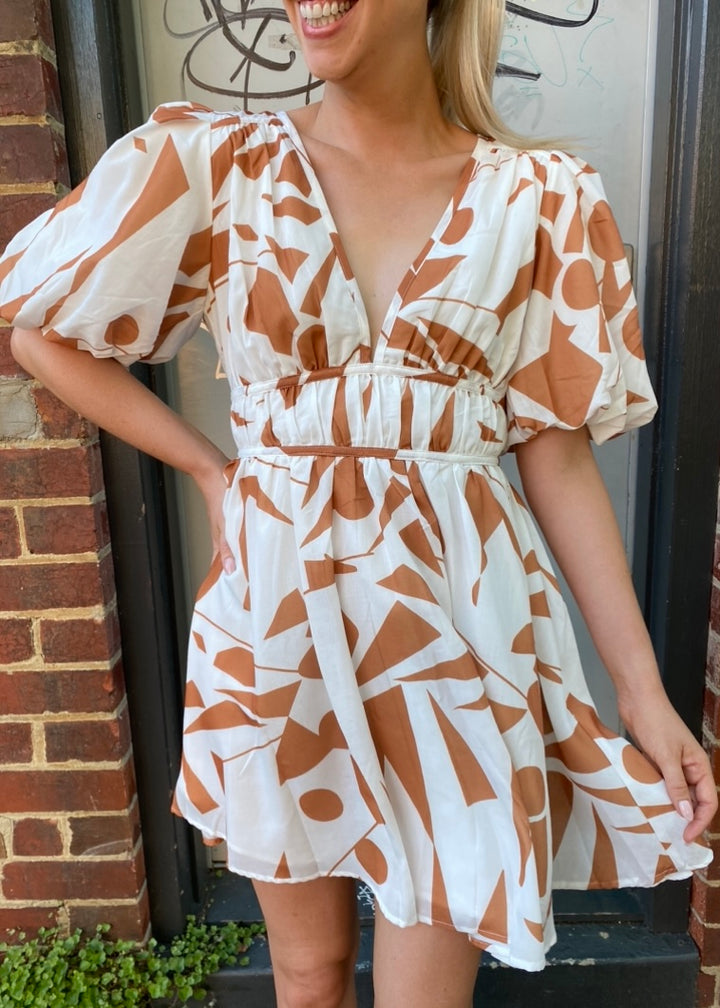 Taylor short dress - White and tan