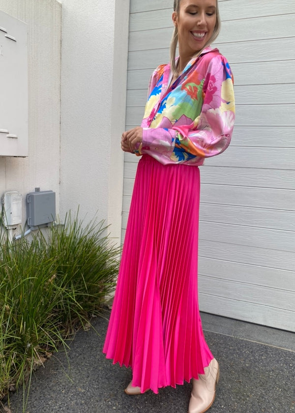 Pene pleat skirt - Neon pink