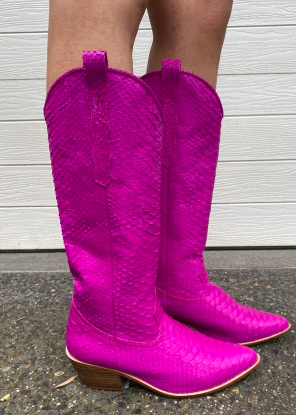 Frankie Cowboy Boot - Neon Pink