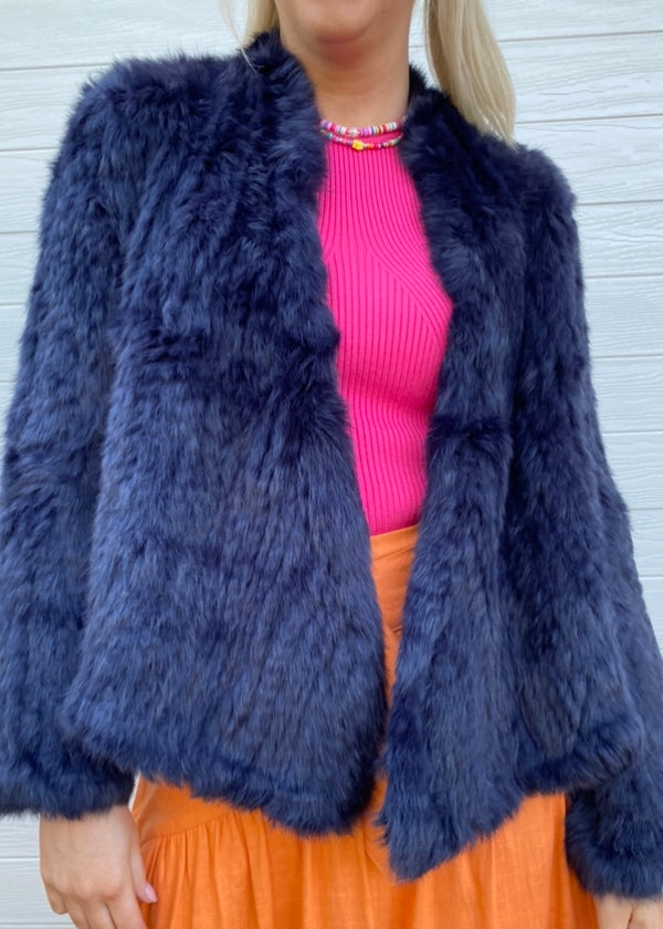 Ada fur jacket - Navy blue