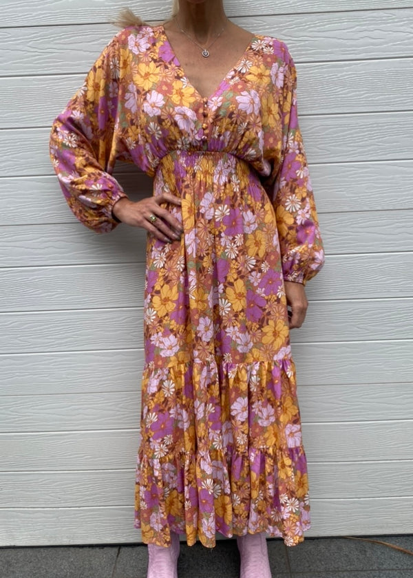 Lucy dress - Lilac and Mustard floral