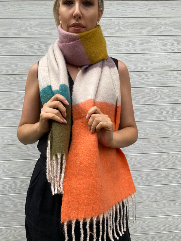 Rug Up Scarf - Orange and Pink Multi