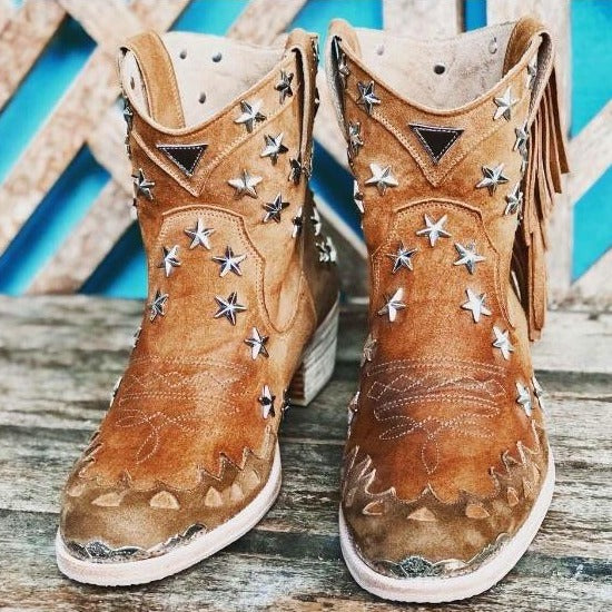 Elodie Cowgirl Boot - Tan-Shoes-jfahristore