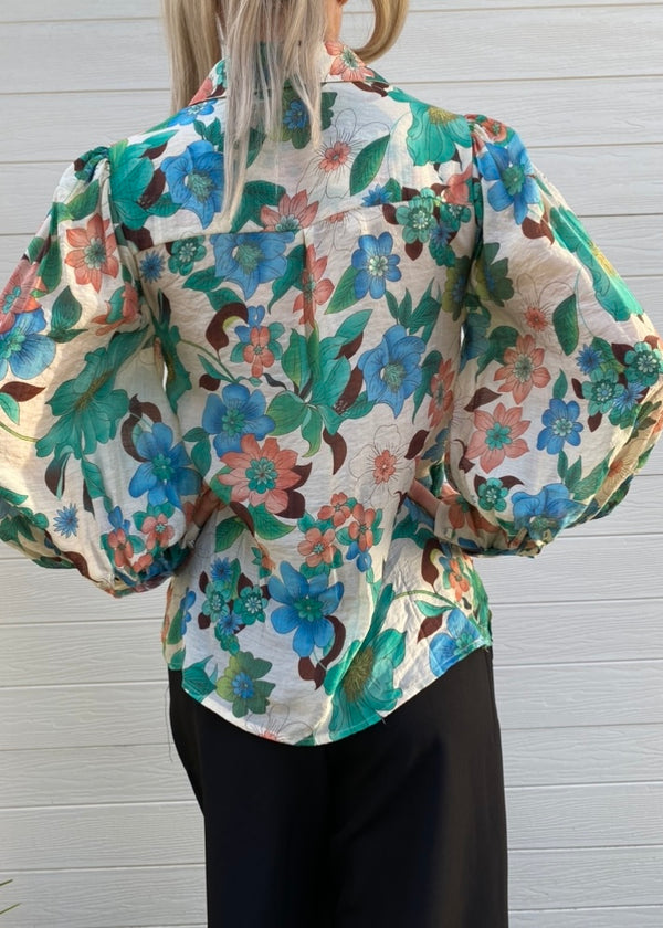 Dina shirt - Blue and green floral