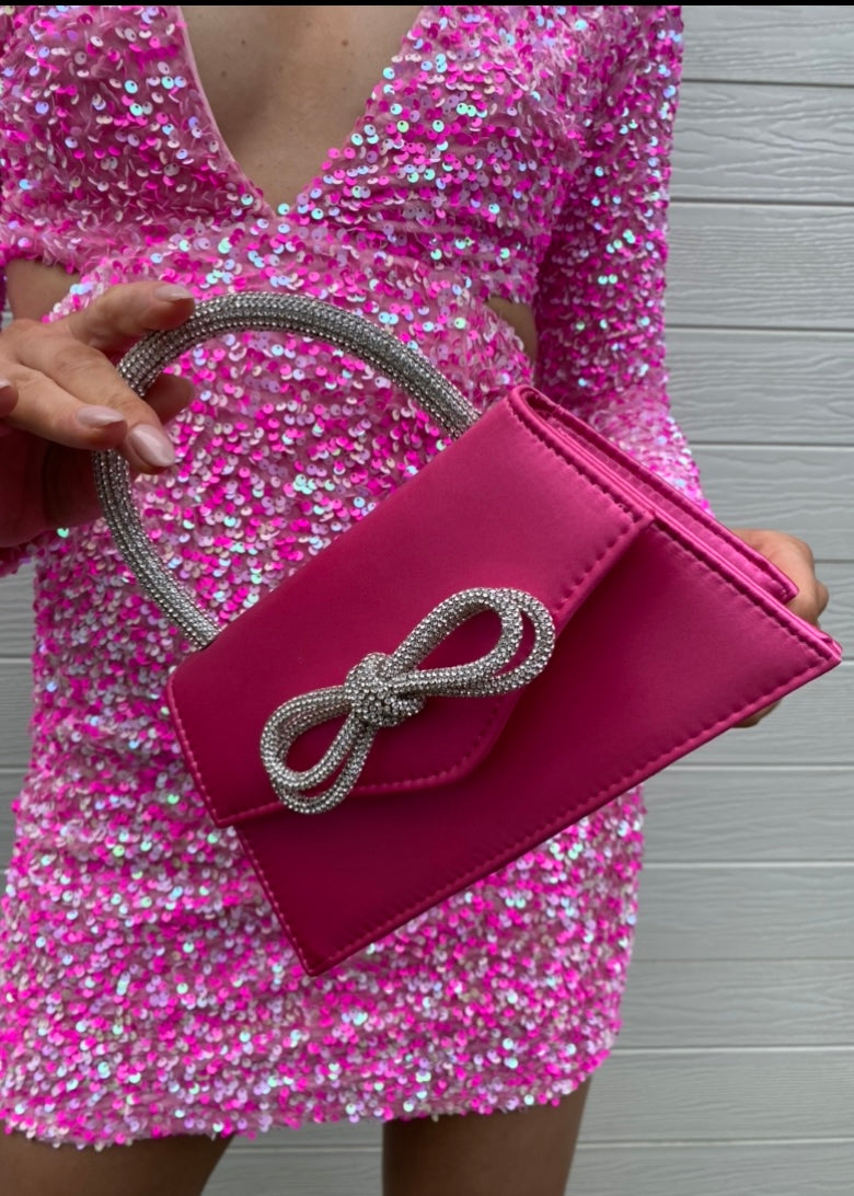 Diamanté bag - Neon pink