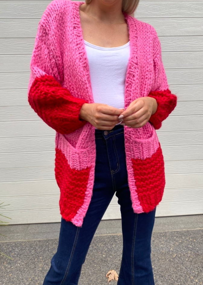 Fantasy Cardigan - Pink and Red