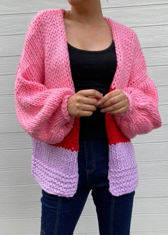 Delight Cardigan - Pink, Red and Purple