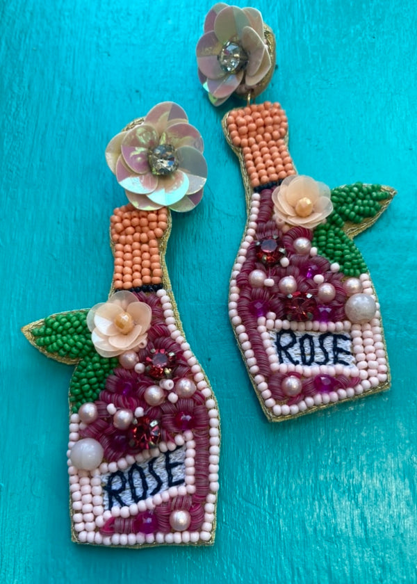 Rose Earrings - Neon Pink