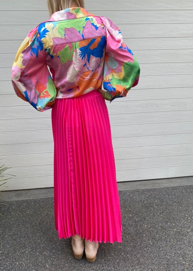 Pene pleat skirt - Neon pink