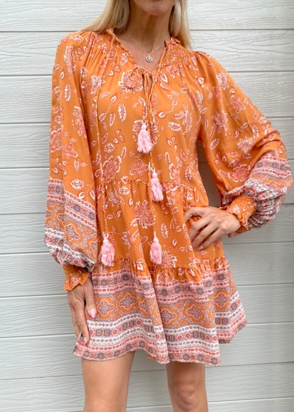 Indikah dress - Boho tan print