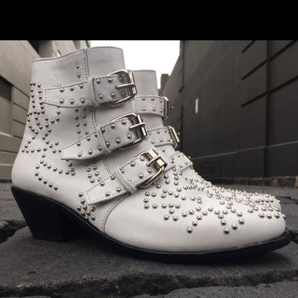 Soho Stud Boot - White-Shoes-jfahristore