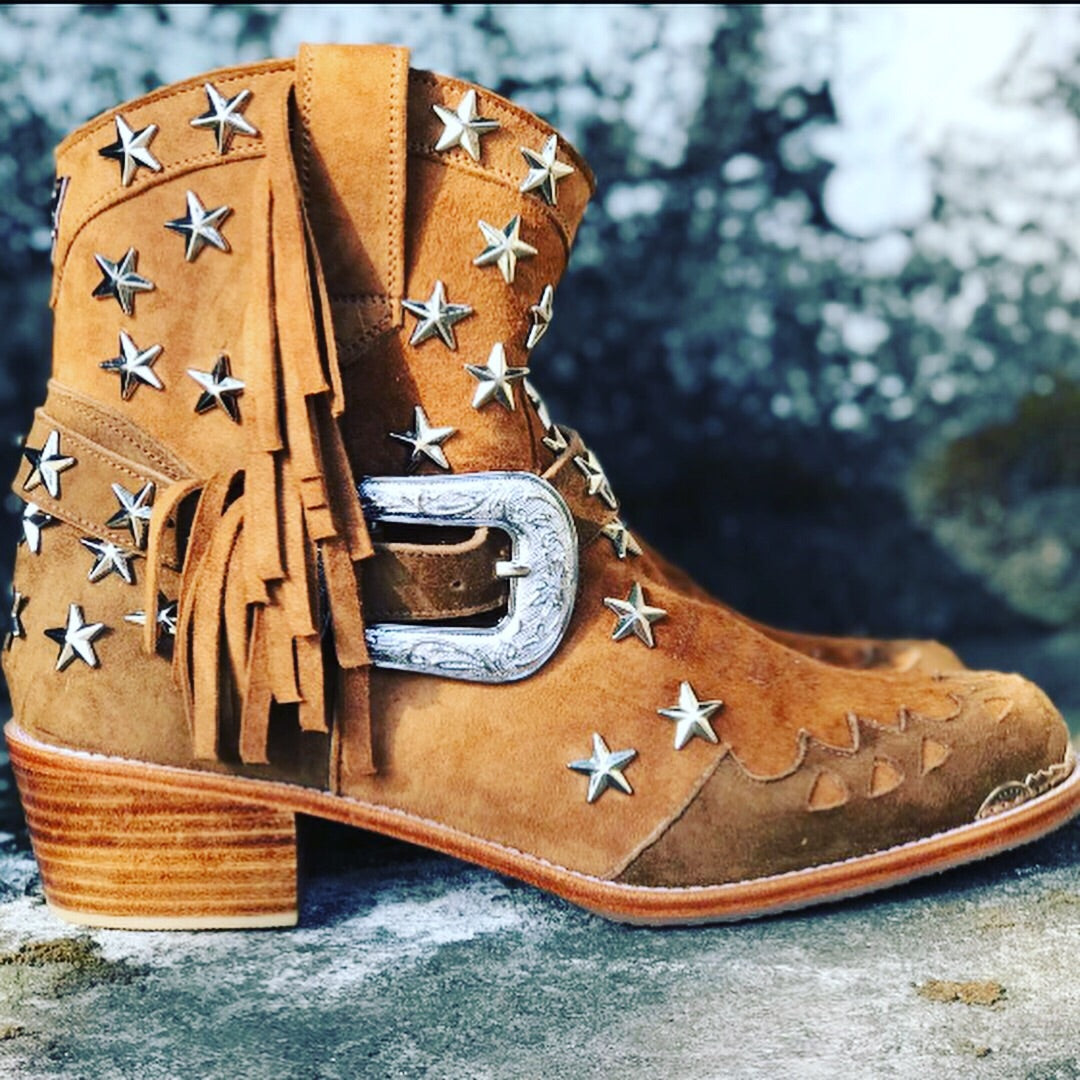 Elodie Cowgirl Boot - Tan-Shoes-jfahristore