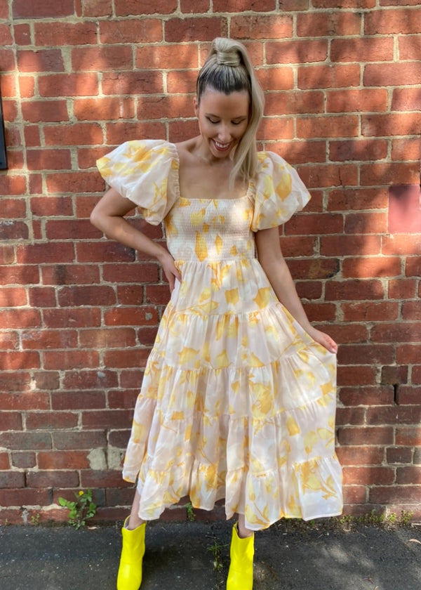 Layla dress - Yellow floral print