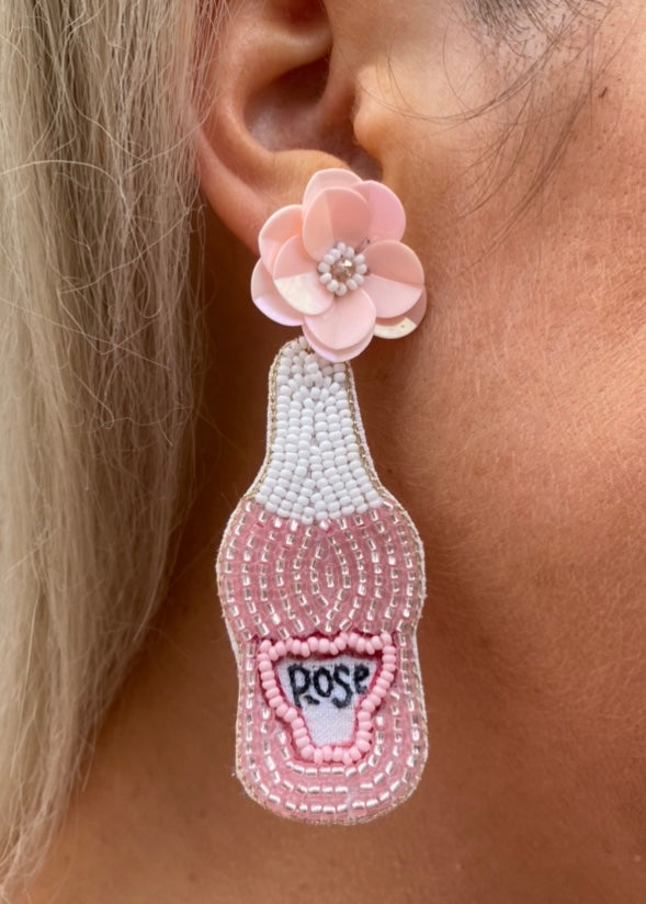 Rose Earrings - Light Pink