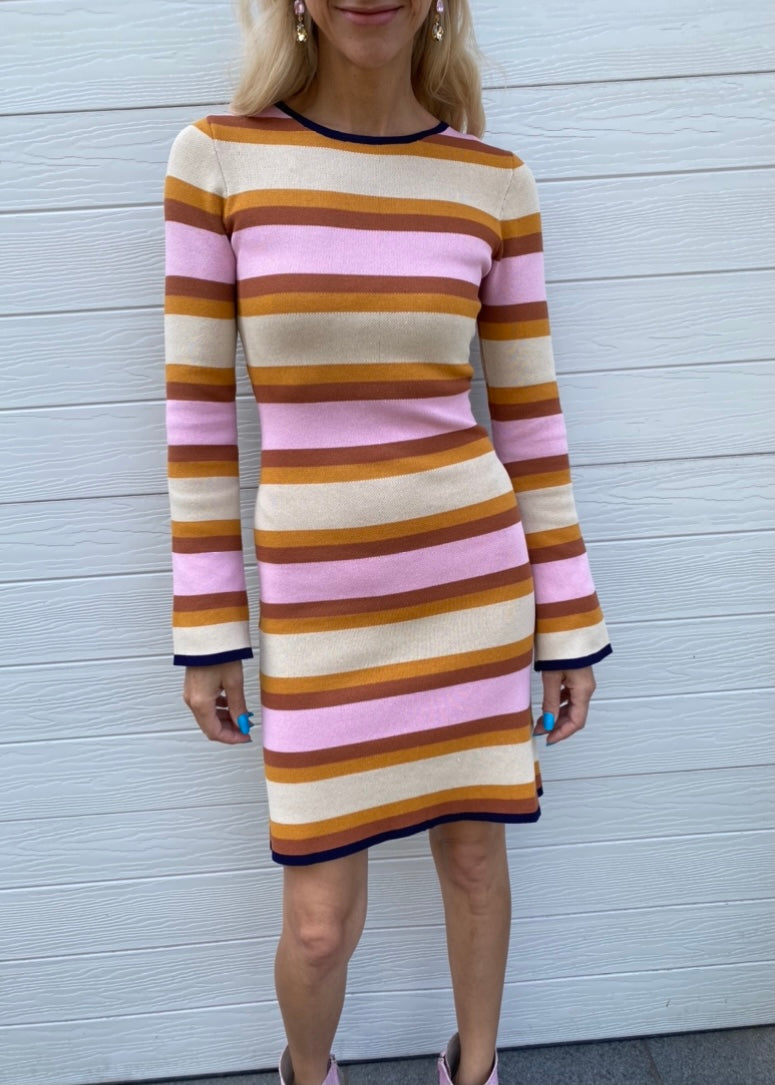 Halycon dress - Pink and neutral striped