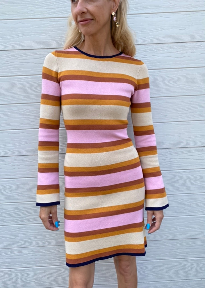Halycon dress - Pink and neutral striped