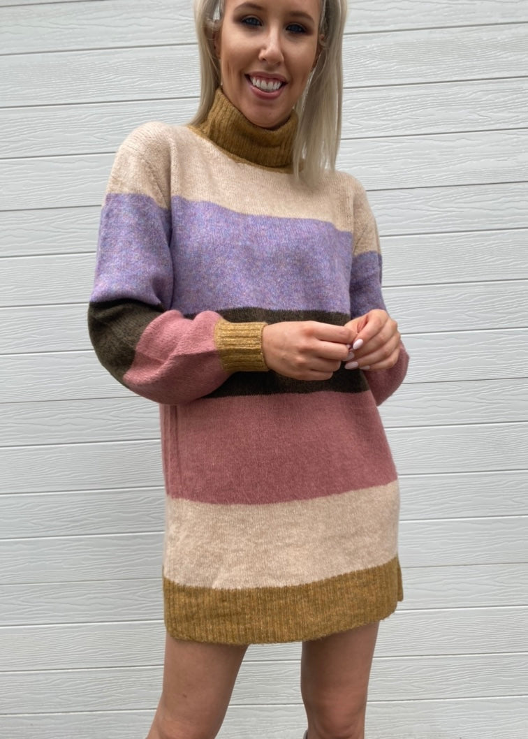Sian Sweater Dress - Multi Stripes