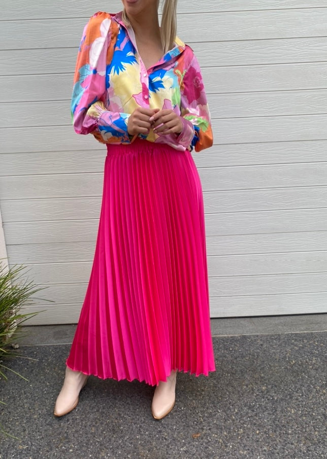 Pene pleat skirt - Neon pink