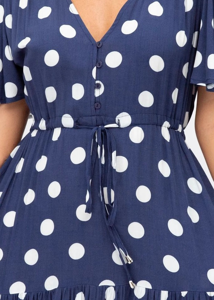 Augusta dress - Navy and white polka dot