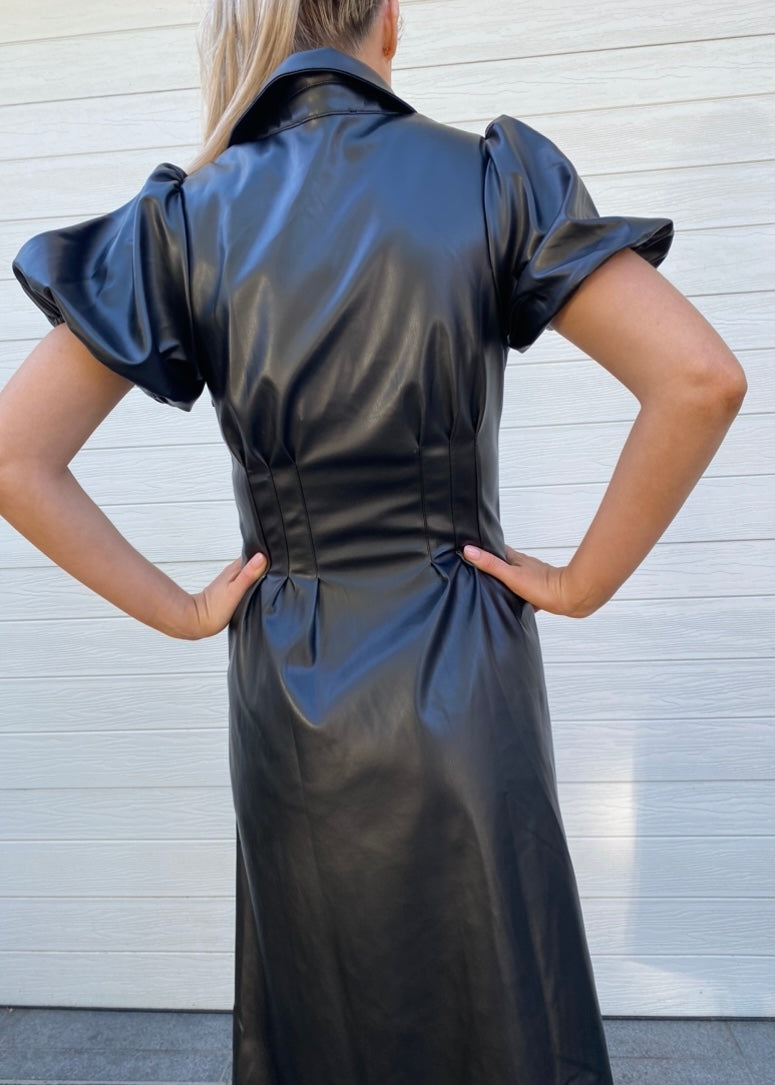Luella dress - Black vegan leather